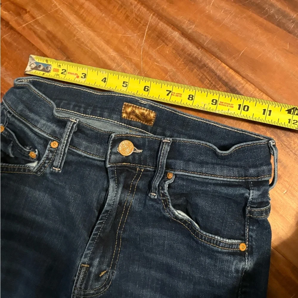 MOTHER The Insider Crop‎ Step Fray Hem Jeans Women’s 25 Dark Wash Raw Hem (0410)